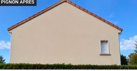 Pignon de maison nettoyé et remis à neuf après intervention TD Nettoyage 37